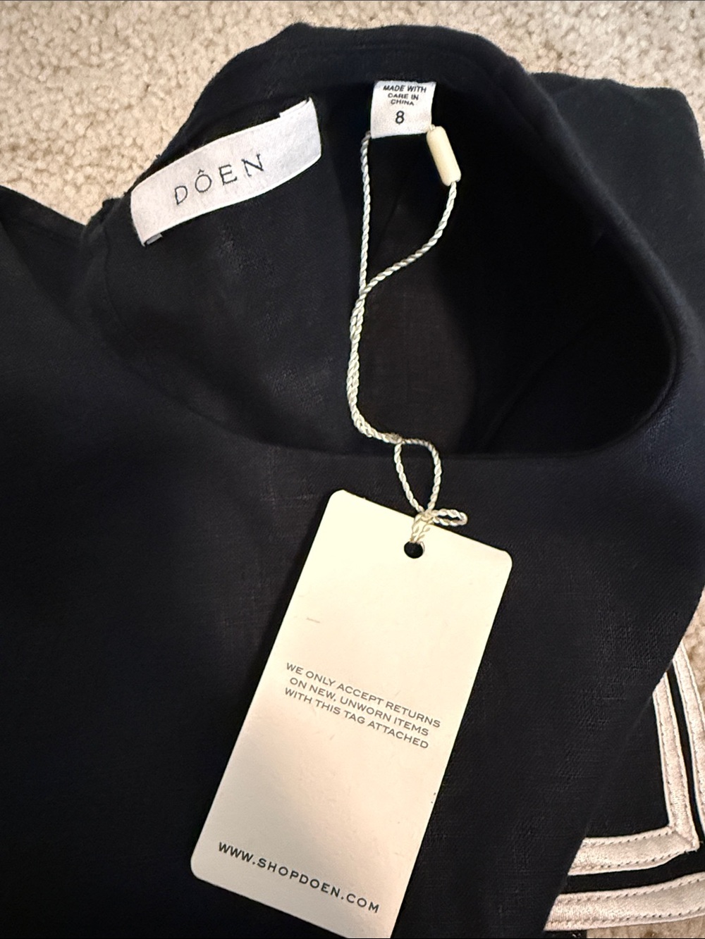Doen Matilda Black Midi Dress with White Sailor Trim | size 8 - Picture 4 of 8